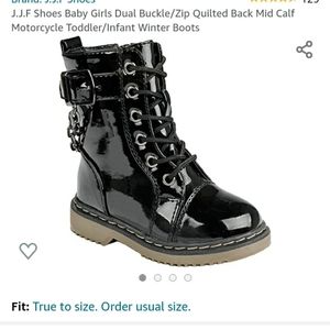Kids black combat boots with chains